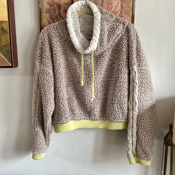 FP FREE PEOPLE BRAND STRETCH BOHO FLEECE PULLOVER SHERPA JACKET SWEATSHIRT TOP M - Picture 3 of 17